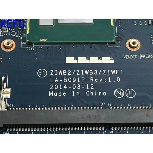KEFU STOCK NEW Laptop motherboard for Lenovo B50-70 MAINBOARD ZIWB2 / ZIWB3 / ZIWE1 LA-B091PWITH PROCESSOR I3+ VIDEO CARD