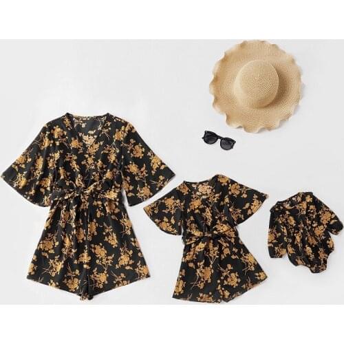 2021 new Women Girls Cotton Dress Summer Family Set Mom Baby Mommy and Me Clothes Tank Flower Mother Daughter Macthing Dresses