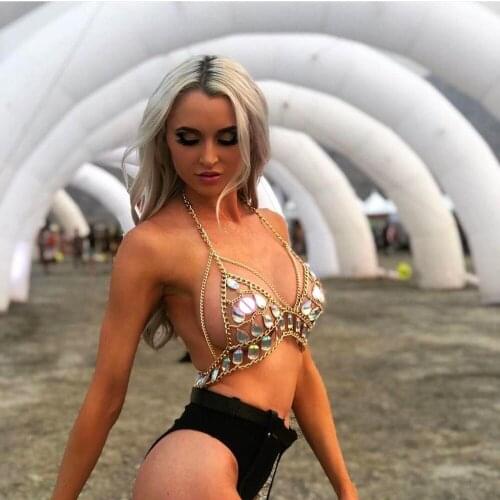 NEW Boho Rhinestone Body Jewelry Bra Beach Golden Bikini Chains Fashion Charm Harness Chain Body Accessories Jewelry for Women