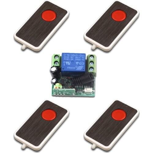 New Remote Control Light Switch DC12V 10A Relay 1CH Wireless RF Mini Remote Control Switch 4Transmitter + 1Receiver 315/433MHZ