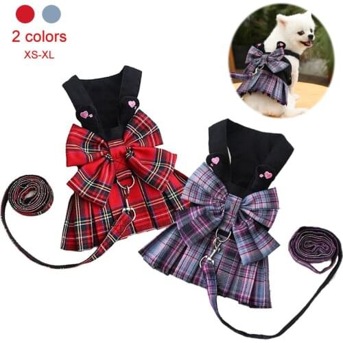 Pet Lead Dog Leash Harness Dress Skirt Cat Chihuahua Yorkshire Pomeranian Shih Tzu maltese Poodle Schnauzer Dog Clothes Outfit S