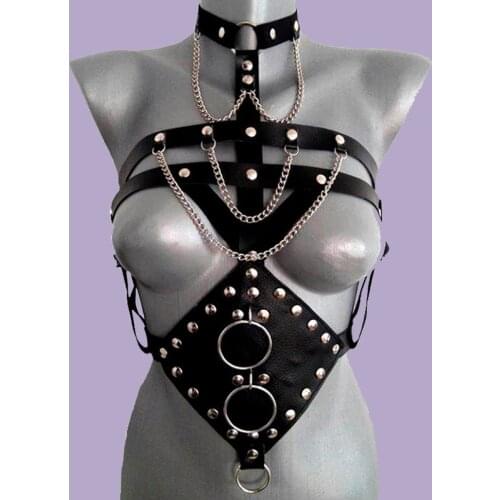 Sexy Leather Harness Chest Strap Garters Belt Adult Fetish Women Bra Harness Belt Body Bondage Top Chest Night Club Cage Punk