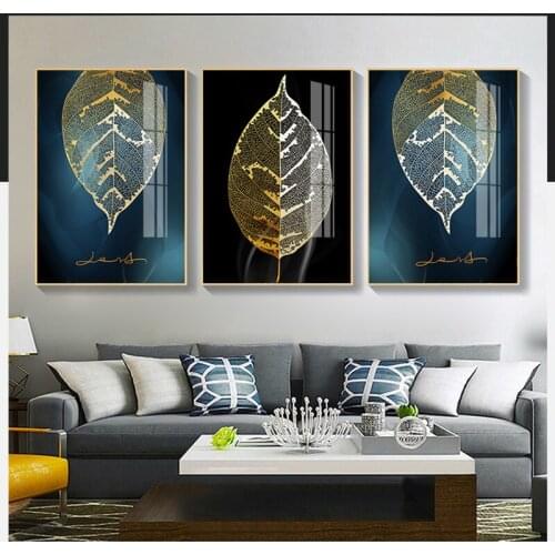 Black and Gold Pineapple Monstera Cactus Plant Painting Leaf Poster Print Wall Art For Living Room Aisle Unique Modern Decor