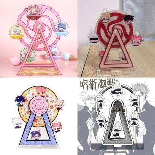 Anime Jujutsu Kaisen Wheel Itadori Yuji Gojo Satoru Inumaki Toge Rotatable Ferris Wheel Desktop Decor Stand Model Plate Toy