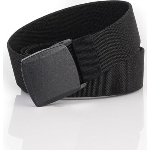 Mens Casual Nylon Belt elastic elastic Environmental protection plastic Steel Buckle Canvas Belt outdoor fashion Sports Belt