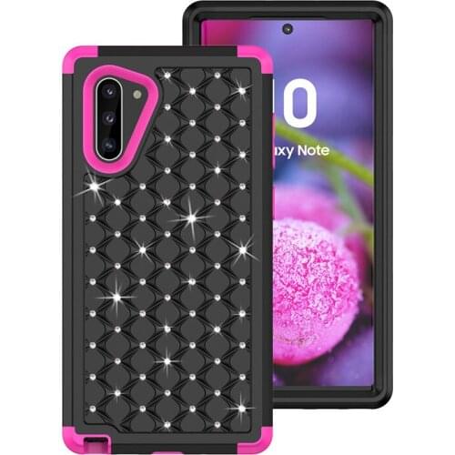 Luxury Hybrid Armor Shockproof Case For Samsung s9 s10 note10Plus note9 note8 diy Jewelled Front&Back 360 Degree Protective Case