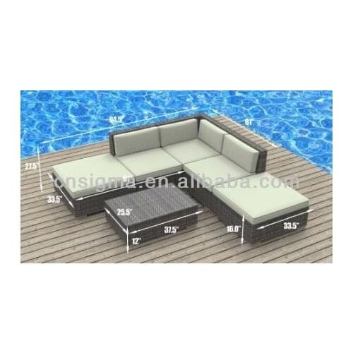 Modern Outdoor Backyard Wicker Patio Furniture Sofa Sectional 6pc All-Weather Couch Set