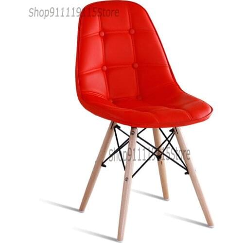 Solid Wood Leather Dining Chair Nordic Creative Fashion Modern Simple Leisure Chair Computer Office Desk Chair