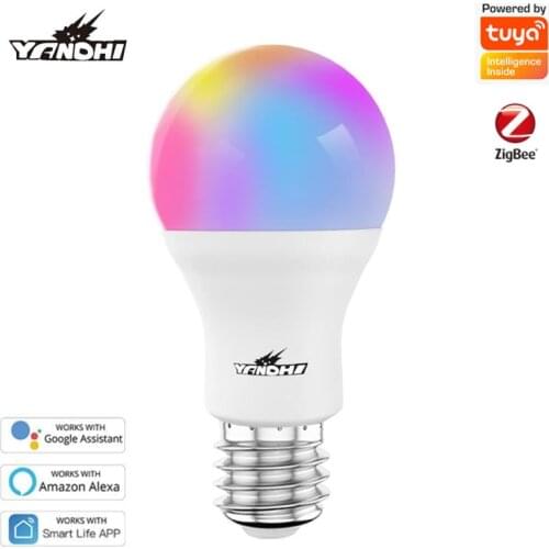 YANDHI Tuya Smart 10W E27 Zigbee 3.0 LED Light Bulb Via Smart Life APP Control RGB+W+C Dimmable Lamp Work with Alexa Google Home