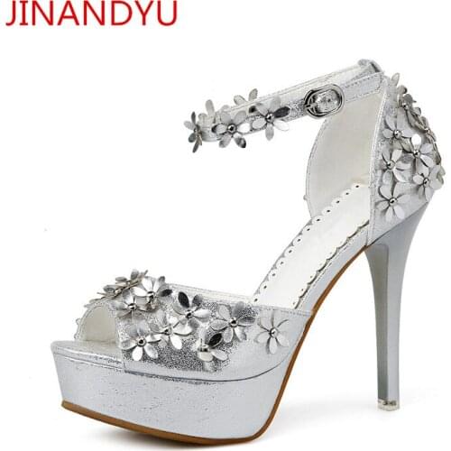 Flower Platform Women Shoes High Heel Party Sandal for Women Gold Silver Heels Cosy Dress Woman Pumps Stiletto High Heels New