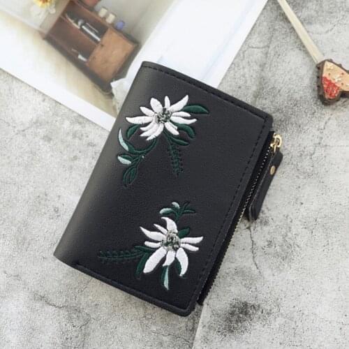 Women Wallets Purses Clutch Wallets For Student Child Girl Money Coin Pocket Card Holder Embroidered Flower Female Wallets Bag