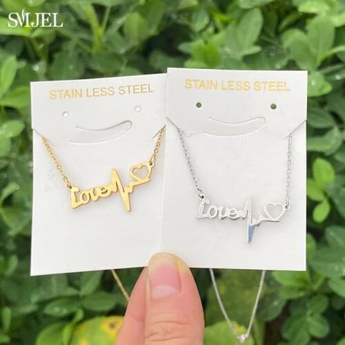 Stainless Steel Heart Love Letter Necklaces for Women 2021 Fashion Initials Pendant Necklace Unique Jewelry Lover Friend Gift