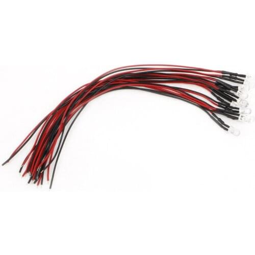 10pcs DC 12V 18cm 5mm Pre Wired LED Lamp Light Bulb Emitting Diode Wholesale