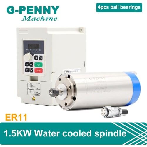 220v 1.5kw ER11 CNC Water Cooling Spindle Motor Spindle Water-cooled Wood Working &1.5kw VFD Inverter Variable Frequency Drive