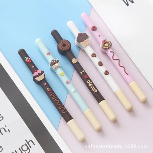 40 pcs/lot Creative Fruit Chocolate Gel Pen Cute 0.5 mm black ink Signature Pen School Office writing Supplies Promotional Gift