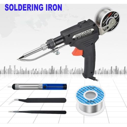 Automatic Soldering Gun Kit 60W Auto Feed Hand-Held Soldering Iron Welding with Wire Desolder Pump Tweezer for Electronic Repair
