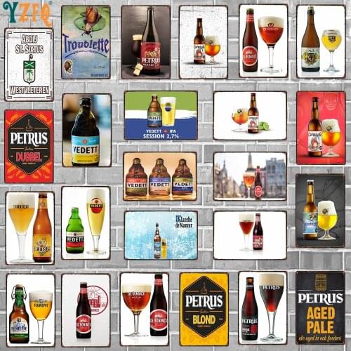 Belgium Beer Vintage Metal Metal Plates For Wall Bar Home Pub Art kitchen Coffee Decor 30X20CM DU-9169B
