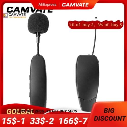 CAMVATE UHF Wireless Microphone System Lapel Lavalier Mic With Rechargeable Transmitter & Receiver (Clip-on) For DSLR Camcorders