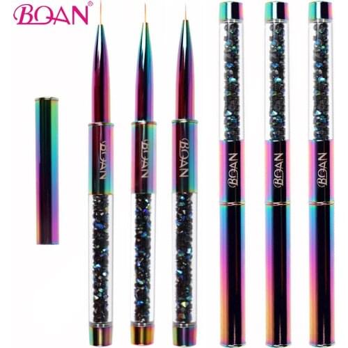 BQAN Nail Brush Colorful Handle Drawing Brush Liner Brush Painting Pen Gel Polish Gel Extention Crystal Nail Art Manicure Tools