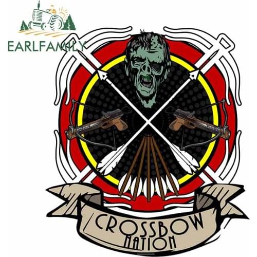 EARLFAMILY 13cm x 11.3cm for Crossbow Nation Skull RV Decal Windshield Personality Car Stickers Scratch-Proof RV Car Assessoires