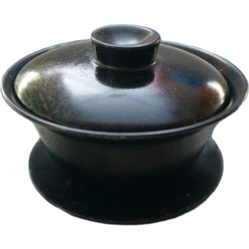 China black jade carved jade bowl of tea Kung Fu tea Cover bowl