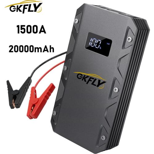 GKFLY 1500A Powerful Car Jump Starter 12V Starting Cables Device Portable Power Bank Petrol Diesel Car Battery Charger Booster
