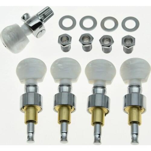 KAISH Chrome 5 String Banjo Geared Tuners Tuning Pegs Machine Heads w/ Pearl Buttons