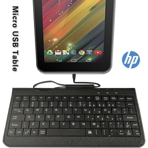 Compact Standard USB Keyboard + PU Leather Folio Stand Case for HP Pro 8 Tablet/HP Slate 7/HP Stream 7 Tablet Case