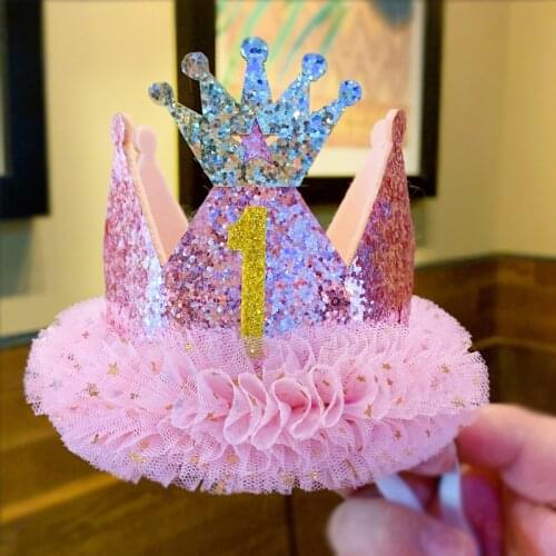 Birthday children crown one full year of lif cake decoration adult headdress boy and girl party setting Baby hat Full Moon party