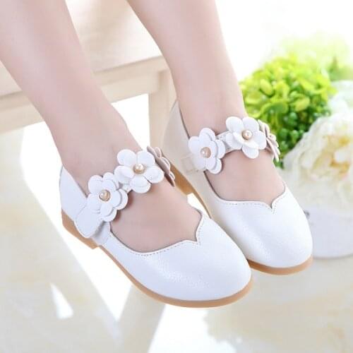 White Pink Kids Baby Toddler Flower Children Wedding Party Dress Princess Leather Shoes For Girls School Dance Shoes