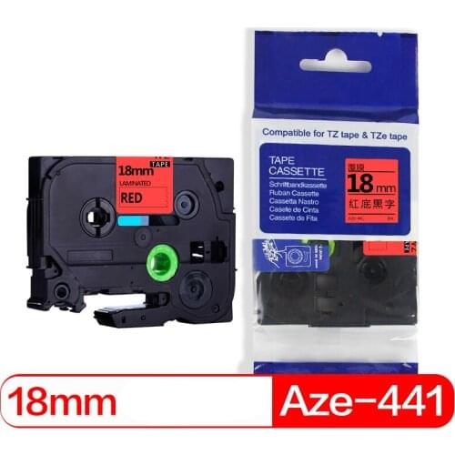 Befon 2pcs/lot 18mm Black on Red Printer Ribbon Compatible for brother Aze441 Aze 441 p-touch p touch PT Label Printer Tape