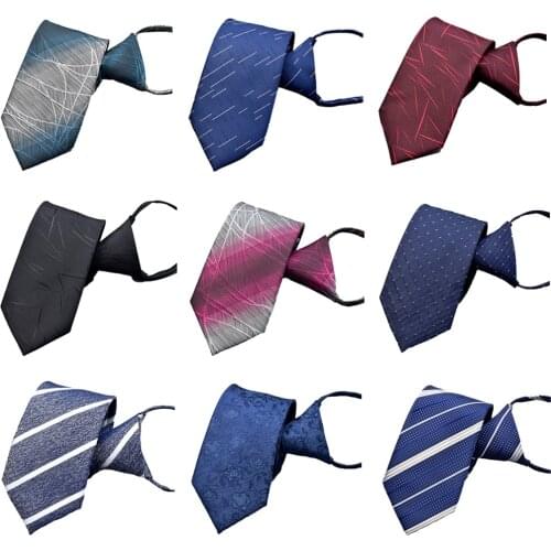 Men Business Striped 7cm Zipper Necktie Wedding Party High Grade Formal Neck Tie BWTRS0302