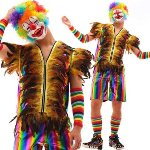 2020 summer style personality slim male short-sleeve vest men multicolour painting punk rock costumes dance stage novelty