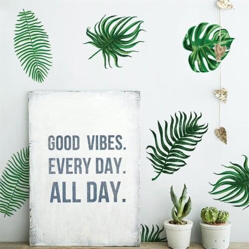 KAKUDER Wall sticker Nordic palm leaves pattern Wall paper Decal DIY Arts bedroom home decor Wall Stickers adesivo de parede new