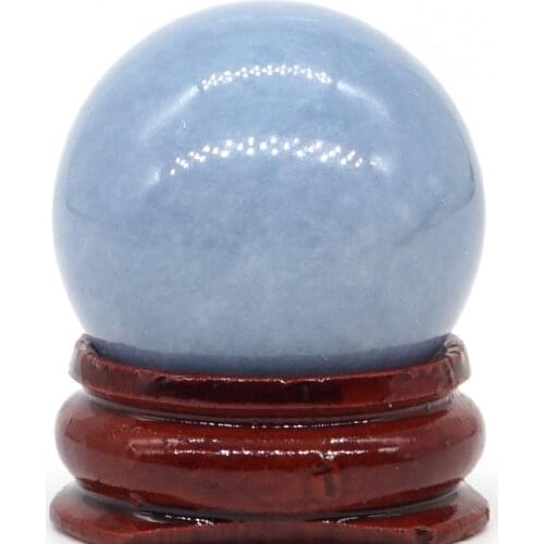 Natural Blue Angelite Ball Natural Mineral Quartz Sphere Hand Massage Crystal Ball Healing Feng Shui Home Decor Accessory 29mm