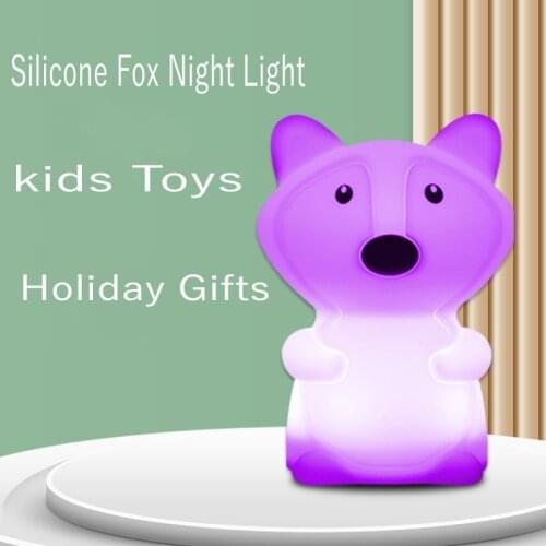 USB Rechargeable Silicone Fox LED Night Light Remote Control Touch Sensor 9 Colors Dimmable Timer Bedside Lamp for Children