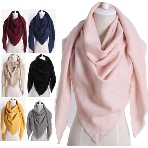 2021 New Fashion Winter Warm Triangle Scarf For Women Pashmina Shawl Cashmere Plaid Scarves Blanket Shawls scarf female stole