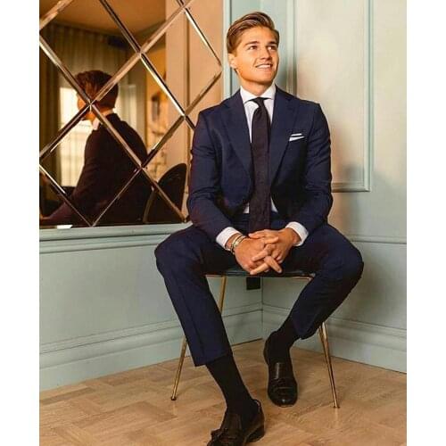 New Arrival Wedding Tuxedos 2 Pieces Slim Fit One Button Peaked Lapel Groom Wear Party Prom Best Men Blazer Suit (Jacket+Pants)