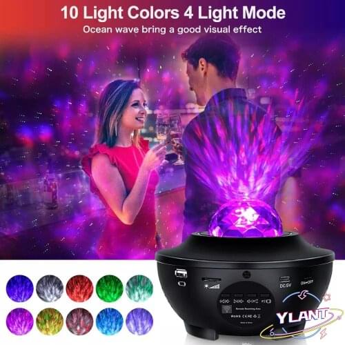 New Galaxy Projector Light Sky Twilight Star Ocean Wave Projection Bluetooth Speaker Voice Control Christmas Projector Light