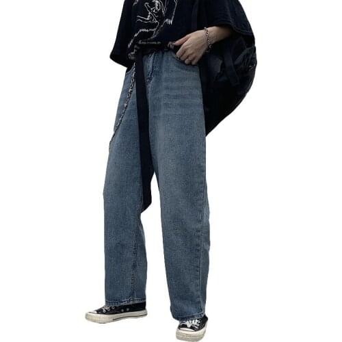 Autumn 2020 new high-waisted wide-leg jeans female plus size 5XL Korean Harajuku style retro student loose casual straight pants