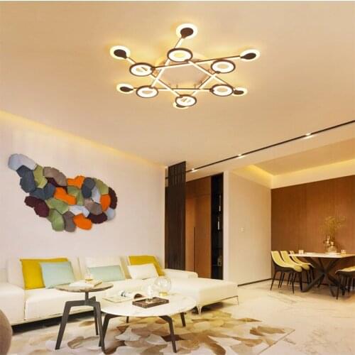 Phezen pendant light bedroom living room study aluminum brown Simple Indoor Lighting RC Dimmable ceiling lamps