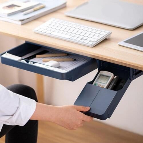Self-Adhesive Under Desk Drawer Hidden Storage Box Makeup Organizer Self Stick School Stationery Case Pencil Tray Pen Holder