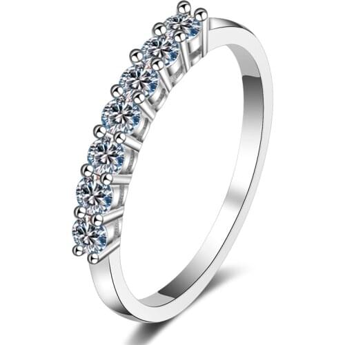 Silver Total 0.28 Carat Excellent Cut D Color VVS1 Round Moissanite Wedding Ring Silver 925 Jewelry Women Anniversary PartyGift