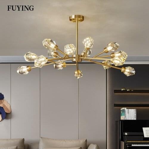 Modern LED Chandelier K9 Crystal Ceiling Chandeliers Brass Ceiling Lamp Living Room Bedroom Luxury Home Decor Indoor Lighting