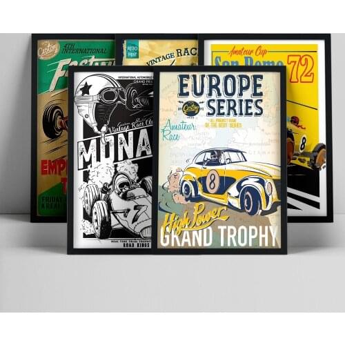 Vintage Monaco San Remo Empire Road Race Trophy Car Poster Modern Wall Pictures Canvas Painting for Living Room Home Decoration