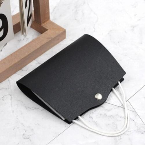Face Cover Clip Portable Dust Proof Double-sidedFaux Leather Face Cover Storage Bag Solid Color Face Cover Organizer for Outdoor