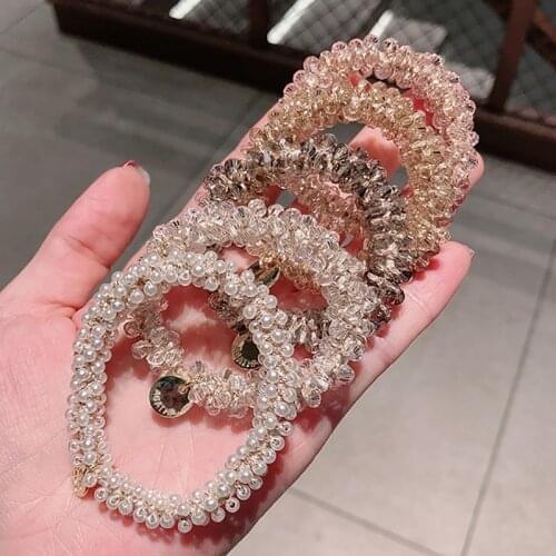 Women Ornament Elastic Hairband Scrunchies Rubber Band 1Pcs Crystal Hair Ties Fashion Hair Accessories Nice Gift