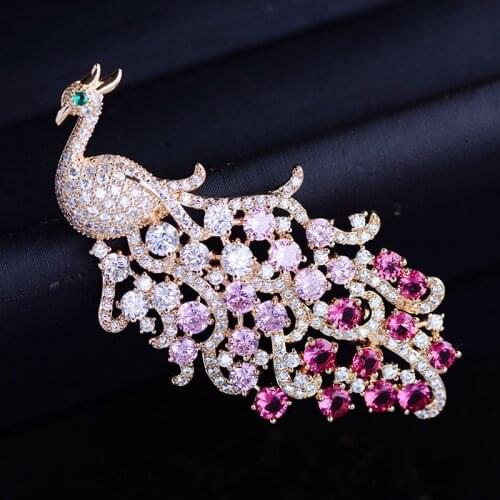 Vintage Peacock Brooches for Women Fashion Jewelry Chic Elegant Animal Corsage Brooch Pin Female Bijous 2020 New Christmas Gift