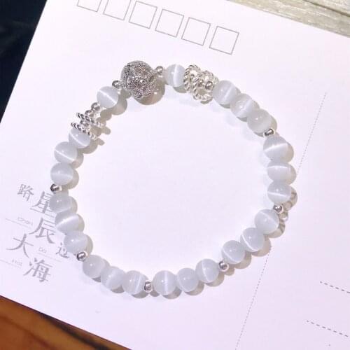 925 Sterling Original Silver Maiden Bracelet Ins Hollow Hydrangea Embrace Pink Opal Gemstone Fine Jewelry Women Bead Chain Orb