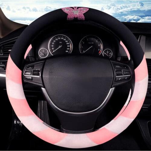 Winter Super Soft Plush Car Steering Wheel Cover Universal Warm D O Shape Auto Handlebar on The Steering-Wheel Braid Beautiful